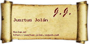 Jusztus Jolán névjegykártya